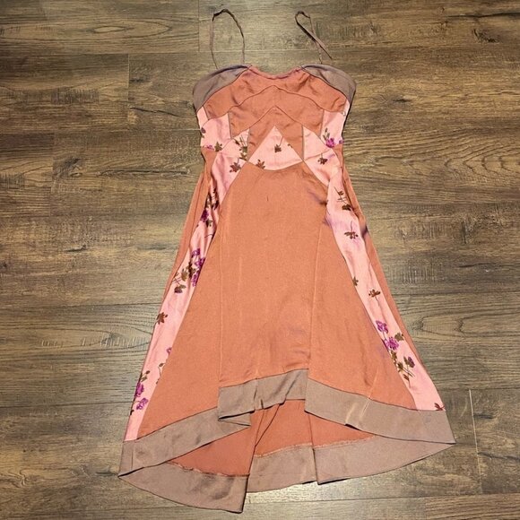 Rare Free People slip mini dress high low pastel orange Size 0/XS - Picture 11 of 16
